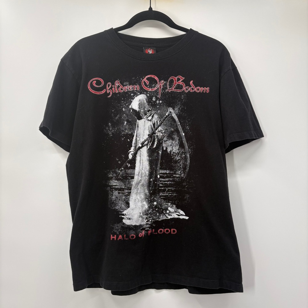 Children of Bodom Mens Size Large Shirt Graphic Y2K Band Black Rock Promo Reaper
